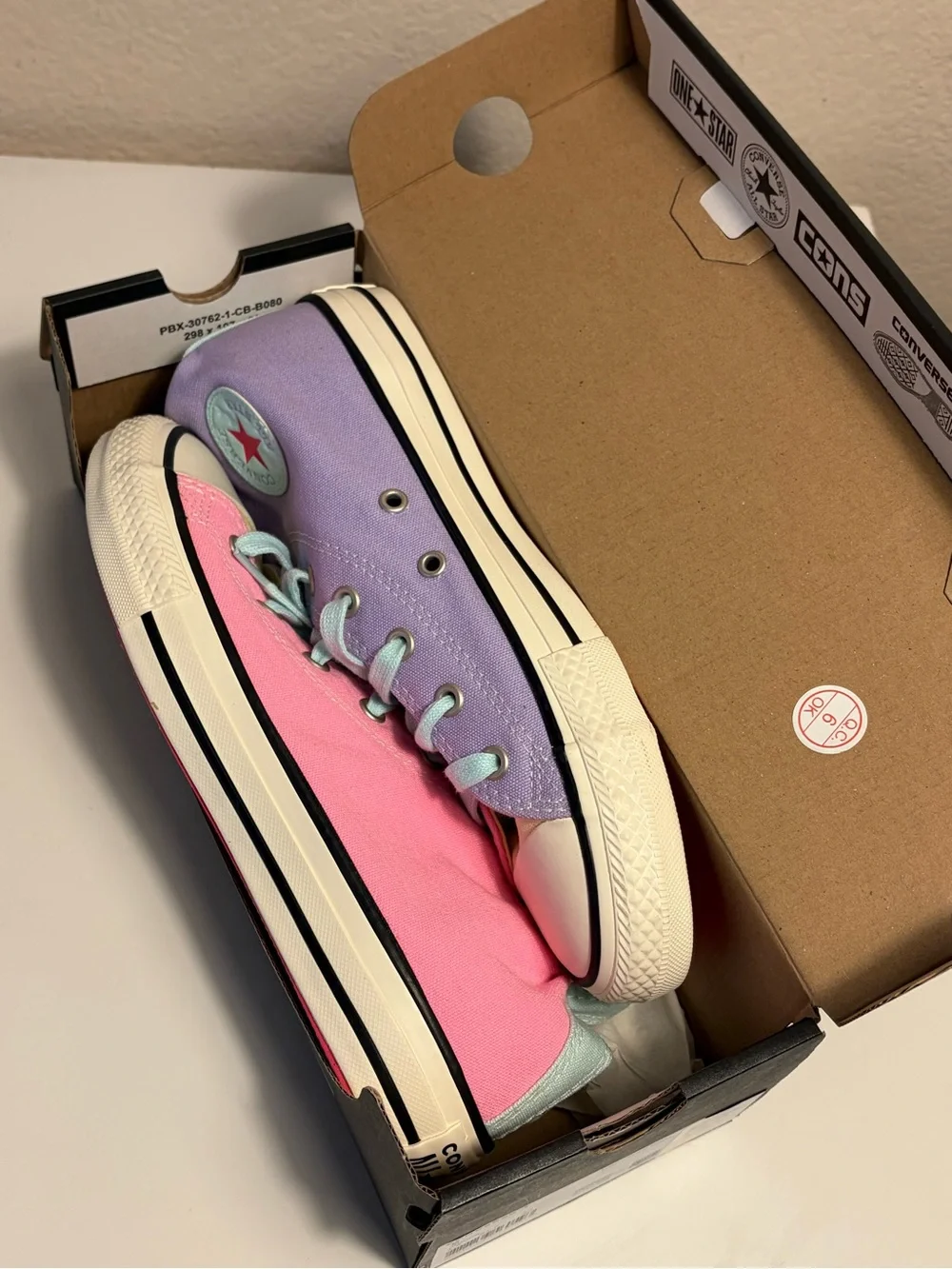 NEW Converse Chuck Taylor All Star Hi Kids Junior Colorblock Pink Purple 663996C